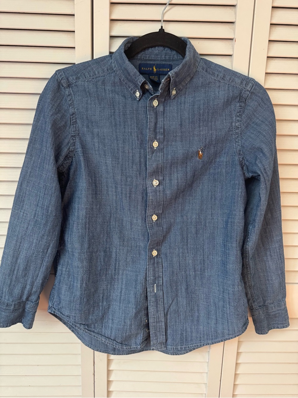Boys (10-12) Polo by Ralph Lauren Denim Button-Down Shirt with Embroidered